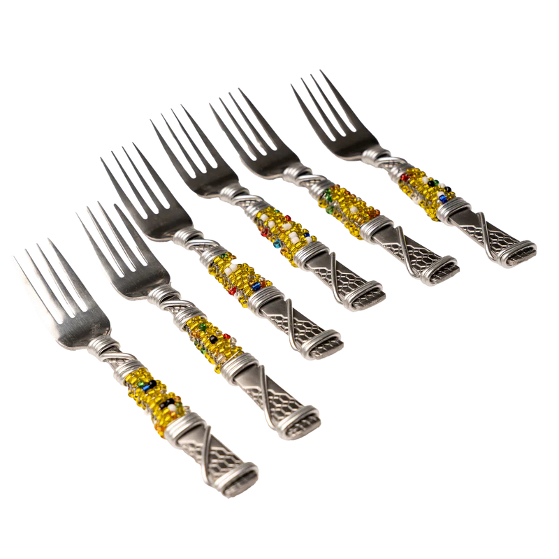 BEADED CAKE FORK SET