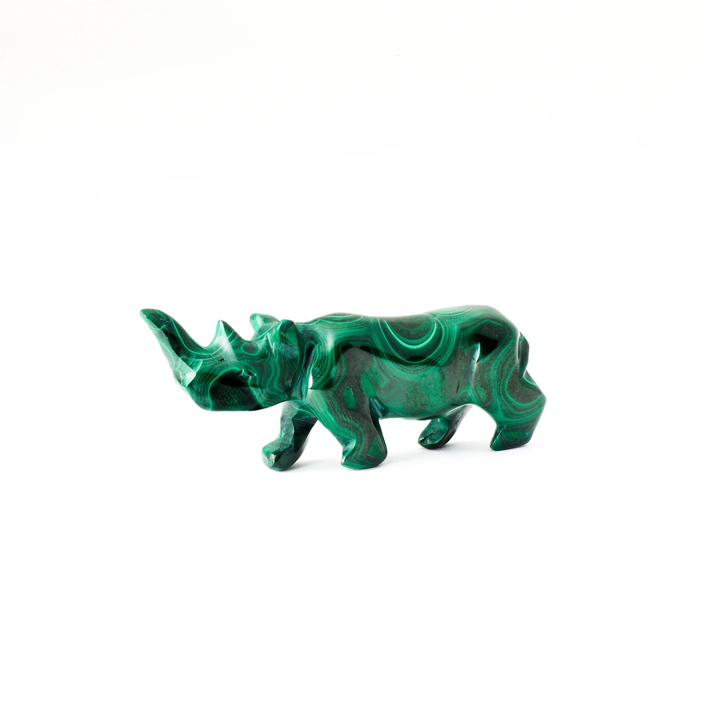 Malachite Rhino Carving