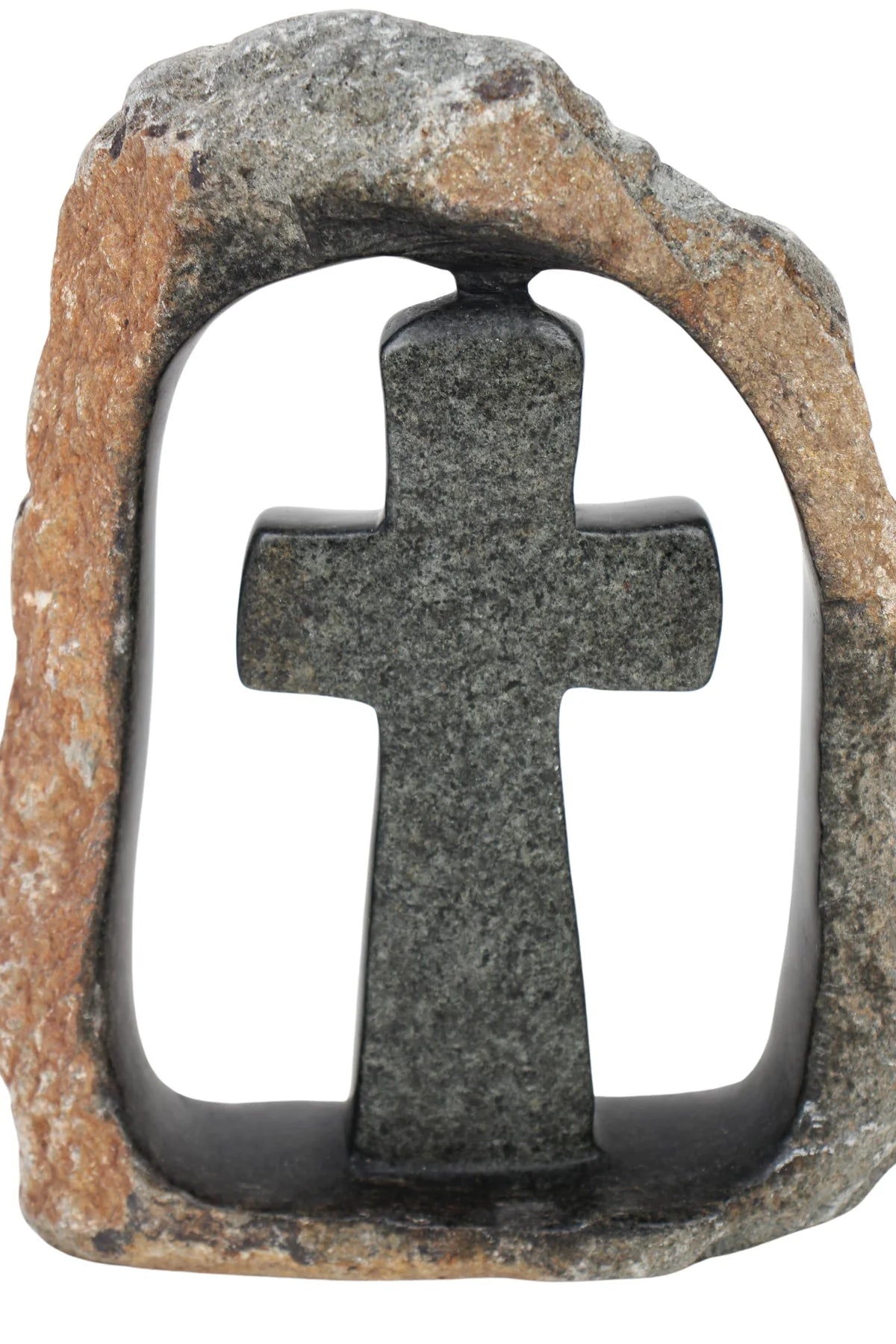 Shona Tribe Serpentine Stone Crosses ~9.8" Tall