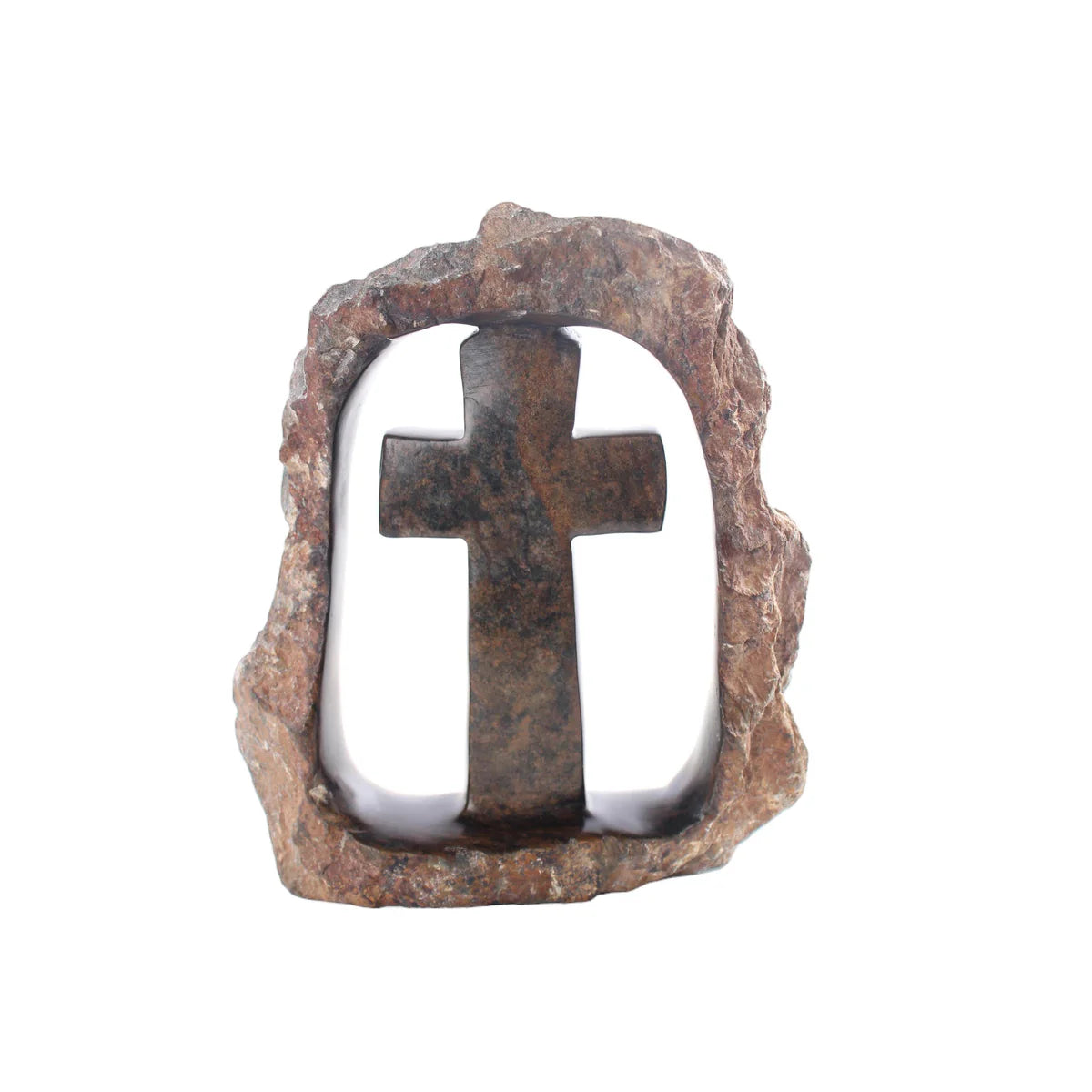 Shona Tribe Serpentine Stone Crosses ~8.3" Tall