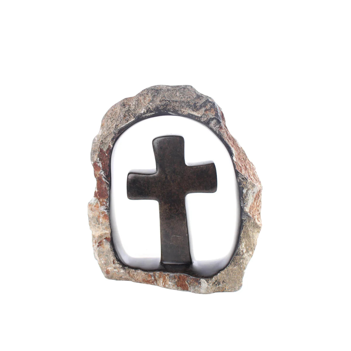 Shona Tribe Serpentine Stone Crosses ~7.1" Tall