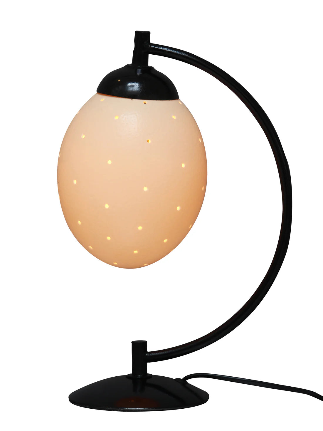 Mild Steel Ostrich egg lamp stand half moon (excludes egg)