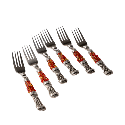 BEADED CAKE FORK SET