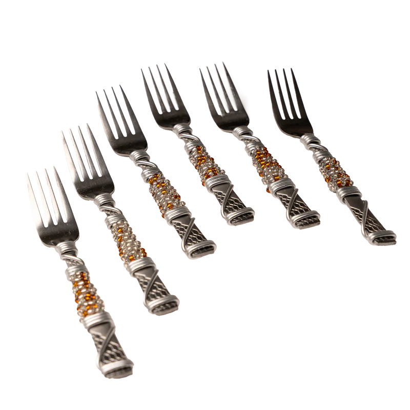 BEADED CAKE FORK SET