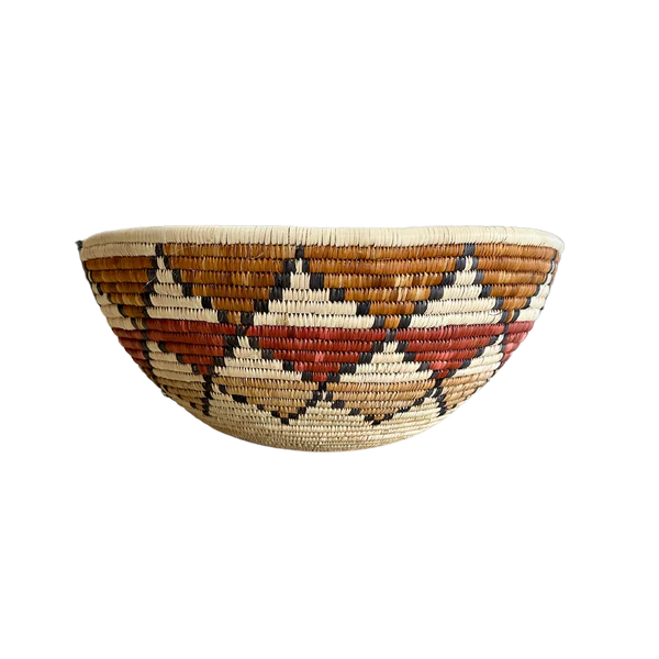 LARGE HAND WOVEN BOWL (DIAMOND RED; BROWN)