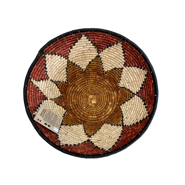 LARGE HAND WOVEN BOWL (DIAMOND RED; BROWN & CREAM)
