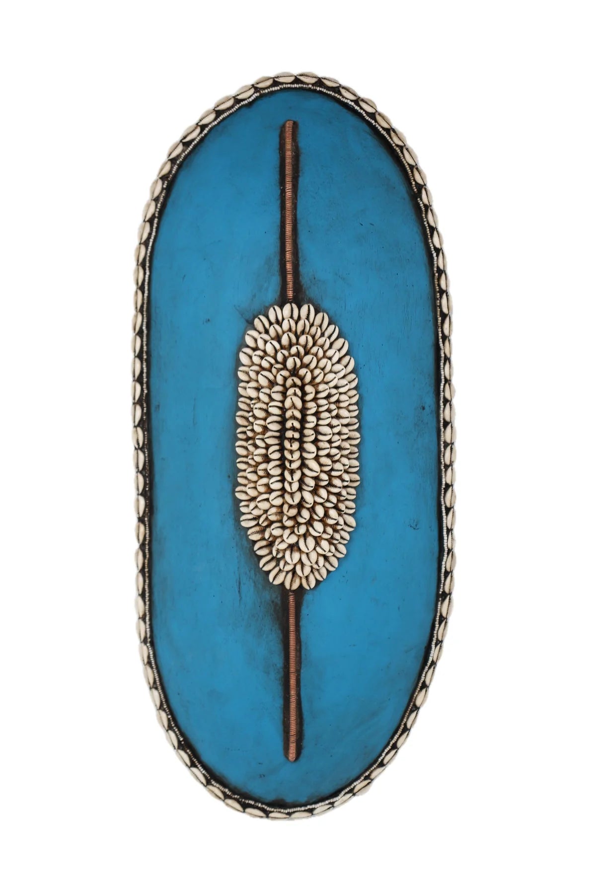 Tikar Tribe Long Wooden Shield with Cowrie Shells