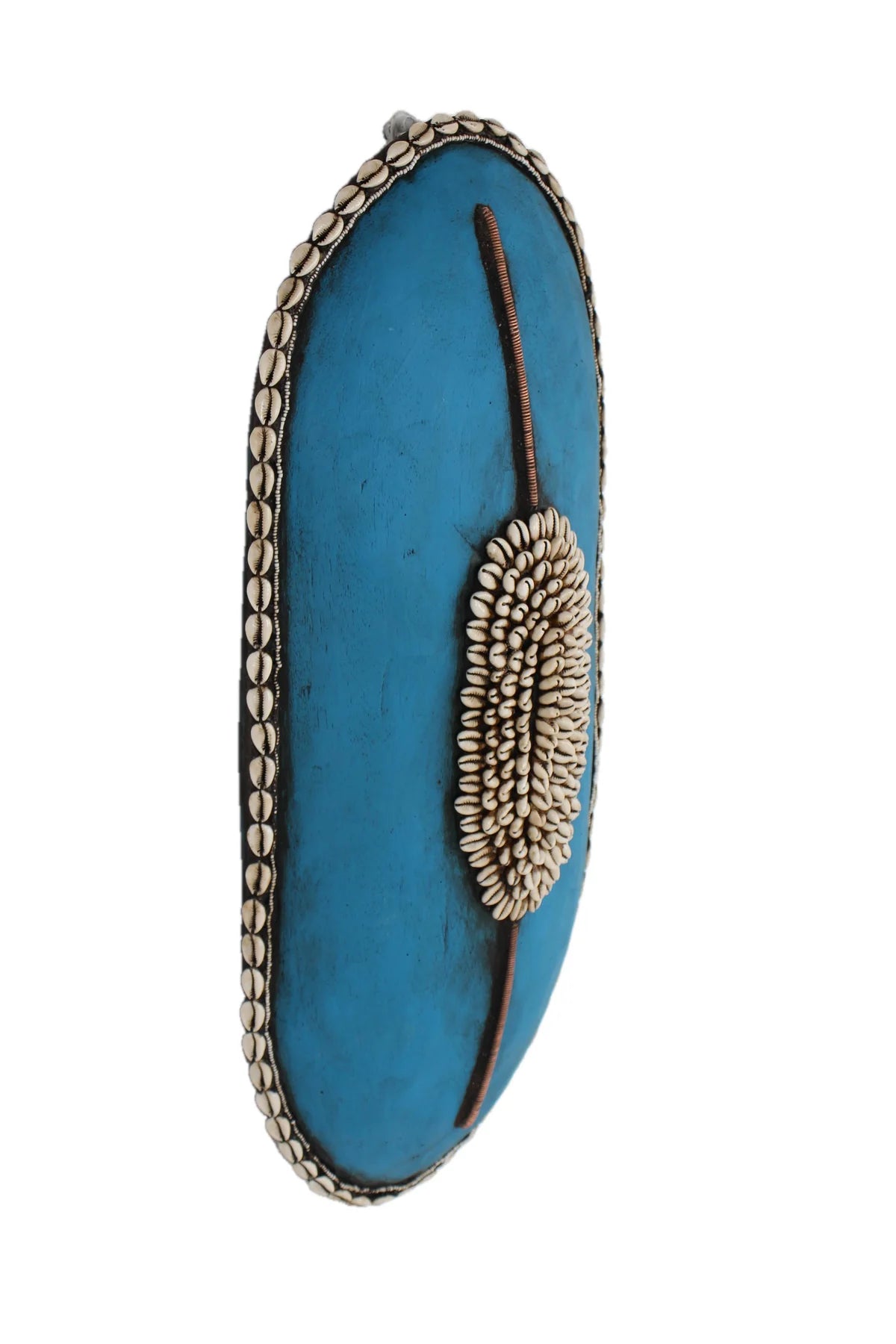 Tikar Tribe Long Wooden Shield with Cowrie Shells
