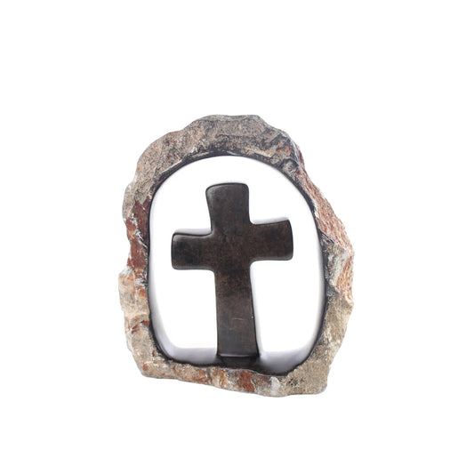 Shona Tribe Serpentine Stone Crosses ~7.1" Tall