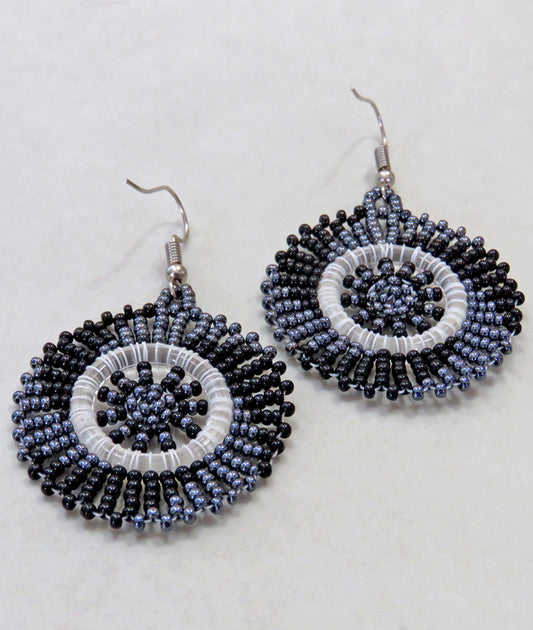 Circle Earrings Black Metallic Grey