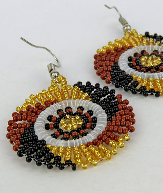 Circle Earrings Gold Brown Black