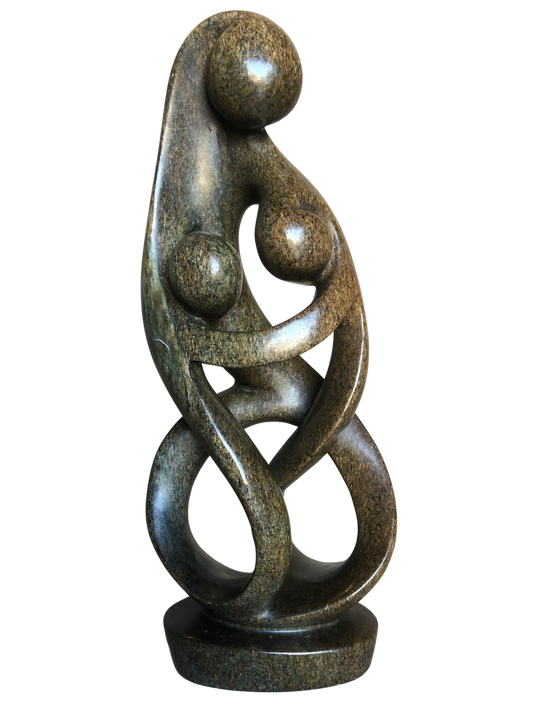 Shona Tribe Serpentine Rock Family of Three