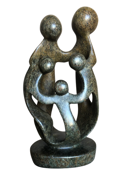 Shona Tribe Serpentine Rock Family of Five