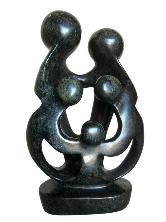 Shona Tribe Serpentine Rock Family Of Five