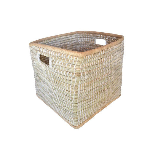 White Square Woven Storage Basket