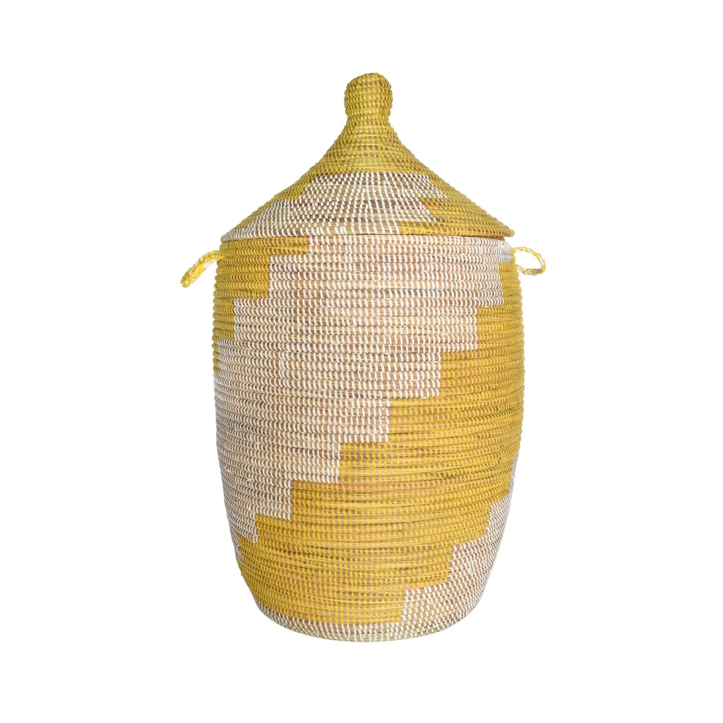 Yellow Woven Laundry Basket